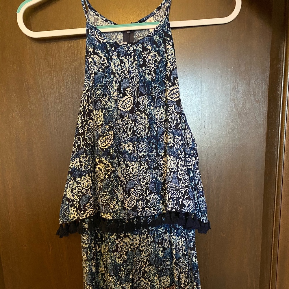 Blue and red romper